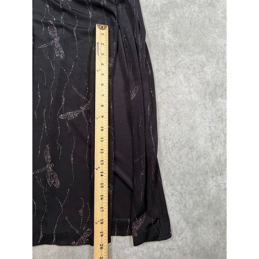 Night Way Collections Vintage Womens Size 6 Gown Black Dragonfly Glitter Mesh - Picture 10 of 11